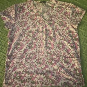 Flower pattern scrub top